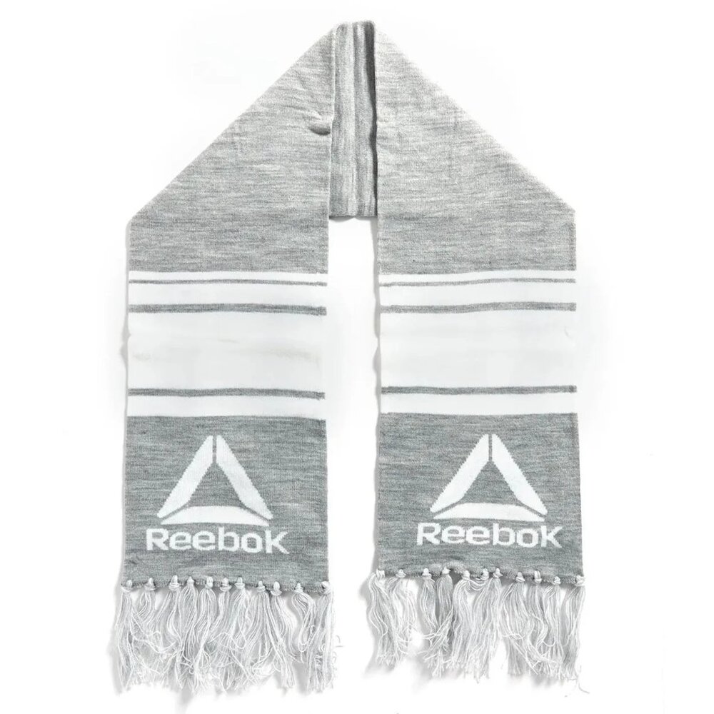 Reebok‎ Light Grey Rally Scarf With Logo fringe Bottom NWT
